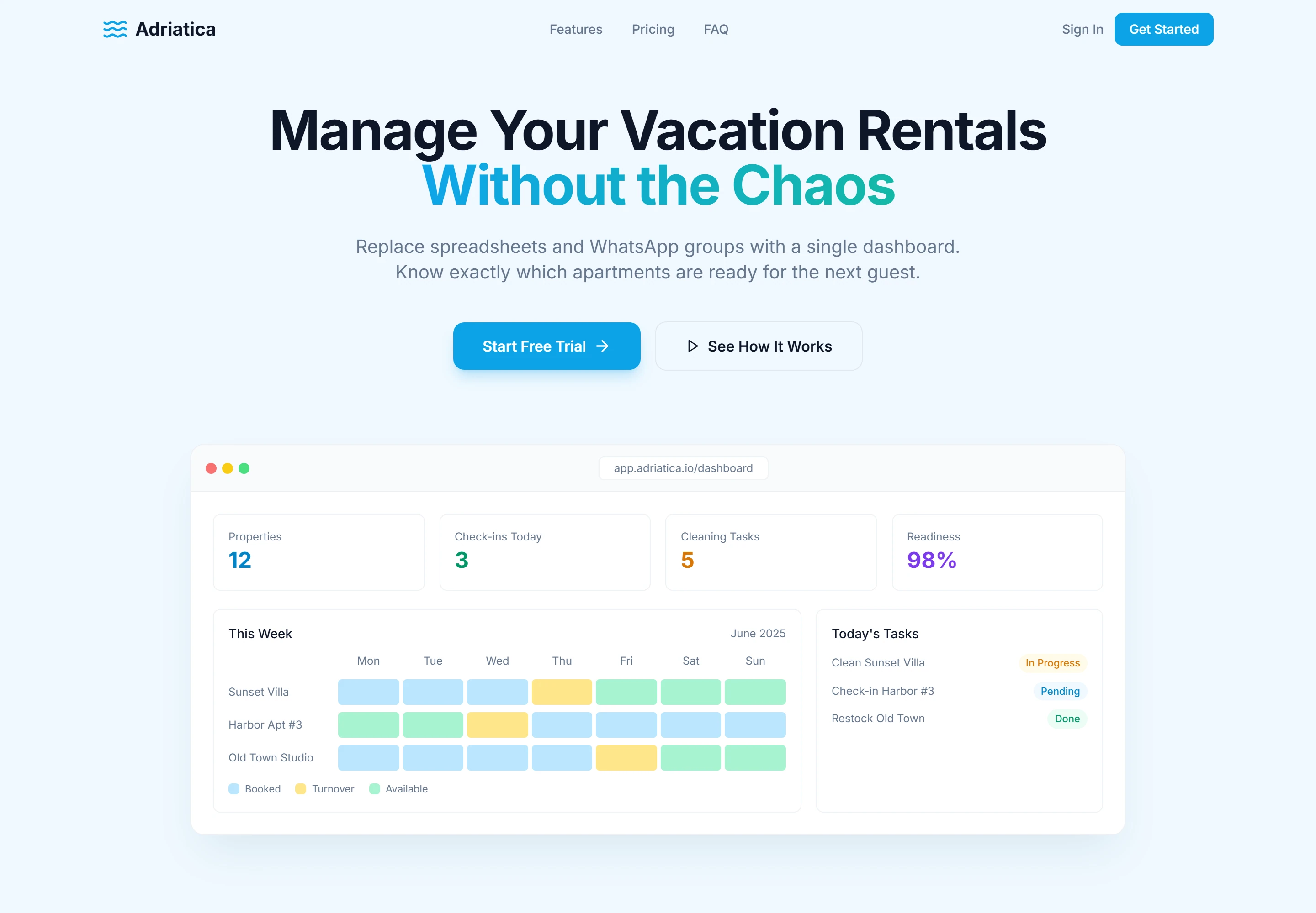 Adriatica — Tourism operations website homepage preview
